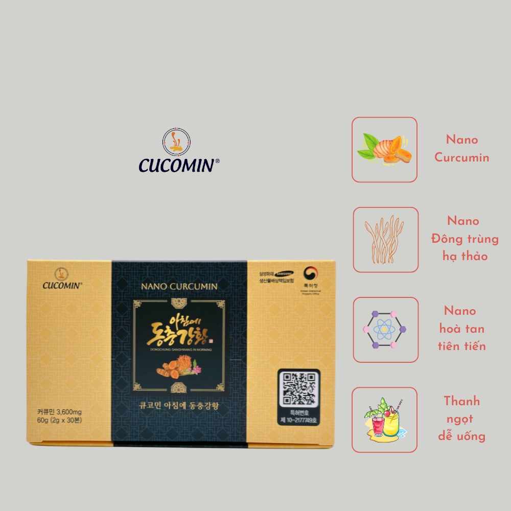 Tinh Chất Nghệ Nano Curcumin Nghệ Đông Trùng CUCOMIN Hàn Quốc Loại 30 Tuýp × 2g